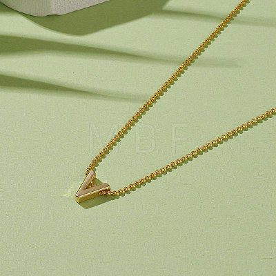 Golden Plated Brass Initial Pendant Necklaces NJEW-JN03299-03-1