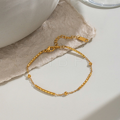 304 Stainless Steel Textured Curved Tube Link Chain Bracelets for Women QF6851-1