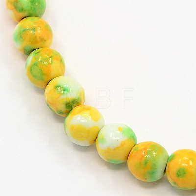 Synthetic Ocean White Jade Beads Strands G-L019-6mm-12-1