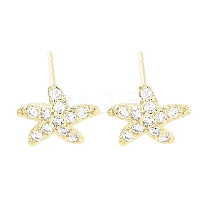 Brass Pave Clear Cubic Zirconia Stud Earring EJEW-S217-G04-1