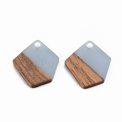 Transparent Resin & Walnut Wood Pendants RESI-S384-003A-B02-1