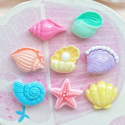 Ocean Theme Opaque Resin Cabochons RESI-Z048-01-1
