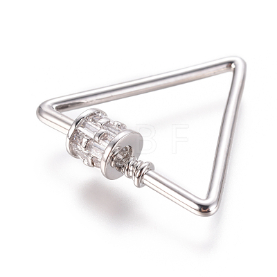 Brass Micro Pave Cubic Zirconia Screw Carabiner Lock Charms ZIRC-F105-07P-1