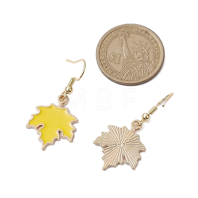 3 Pairs Maple Leaf Alloy Enamel Dangle Earrings EJEW-JE06091-1