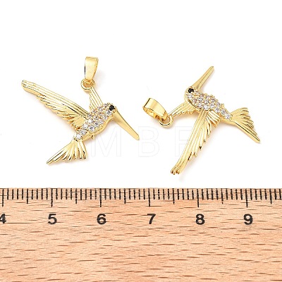 Brass Micro Pave Clear Cubic Zirconia Pendants KK-G533-07B-G-1