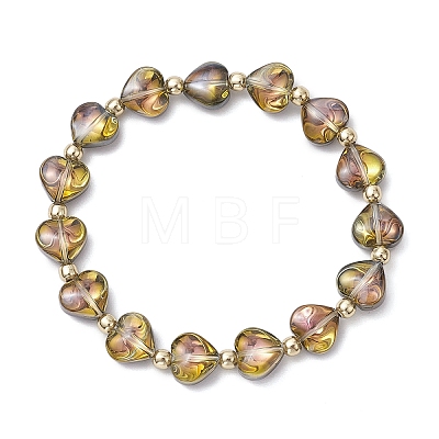 Electroplate Glass Heart Beaded Stretch Bracelets for Woman BJEW-JB11269-1