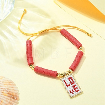 MIYUKI Glass Seed Rectangle Charm Bracelet BJEW-MZ00037-03-1
