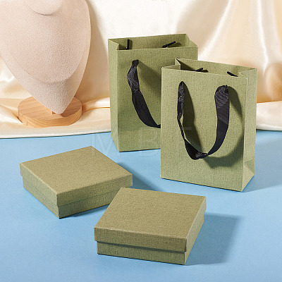2Pcs Square Paper Jewelry Display Cases CON-TA0001-39F-01-1