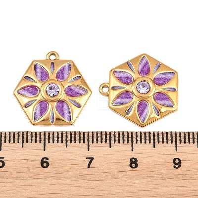 304 Stainless Steel Enamel & Rhinestone Pendants STAS-G398-26G-03-1