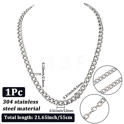 1Pc 304 Stainless Steel Cuban Link Chain Necklaces for Men Women NJEW-SP0001-23D-1