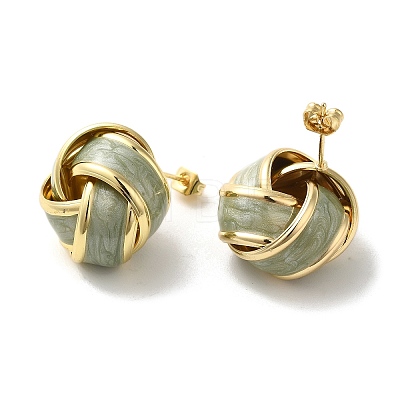 Real 18K Gold Plated Brass Enamel Stud Earrings for Women EJEW-M251-09G-03-1