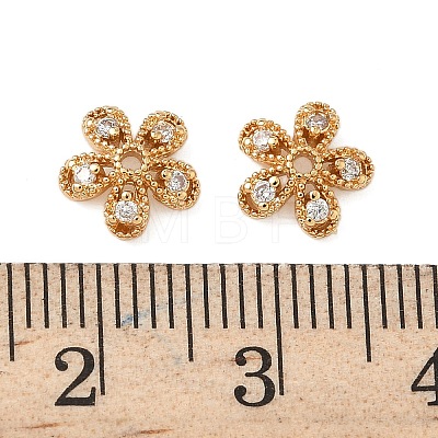 Brass Micro Pave Clear Cubic Zirconia Bead Caps KK-S350-08G-1