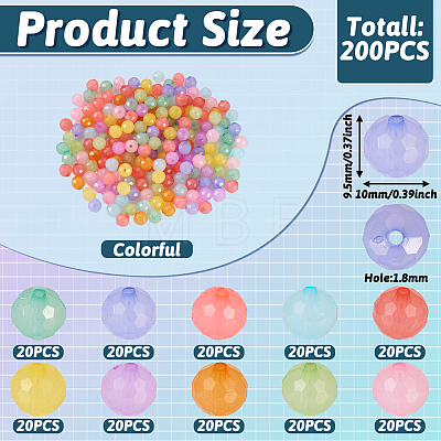  200Pcs 10 Colors Imitation Jelly Acrylic Beads MACR-TA0001-38-1