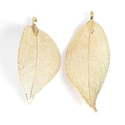 Electroplated Natural Leaf Big Pendants IFIN-Q119-01E-1