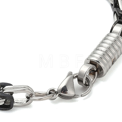 Grooved Column 304 Stainless Steel Byzantine Chain Bracelets for Men BJEW-B093-07BP-1