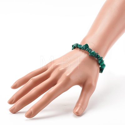 Natural Malachite Beads Stretch Bracelets for Children BJEW-JB06388-11-1
