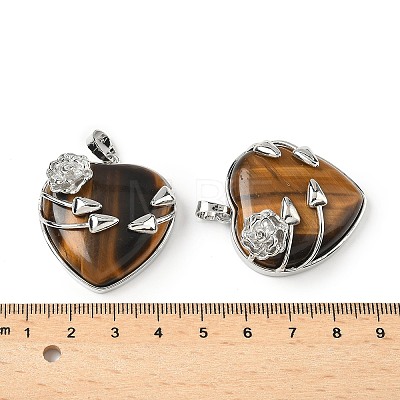 Natural Tiger Eye Heart Pendants G-S391-01P-F-1