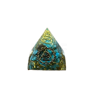 Chakra Pattern Orgonite Pyramid Resin Display Decorations G-PW0005-03E-1