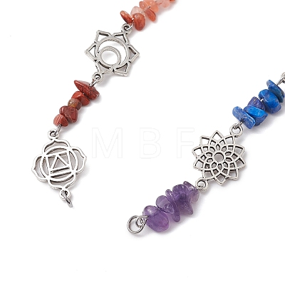 Chakra Natural Red Jasper & Howlite & Tiger Eye & Carnelian & Green Aventurine & Lapis Lazuli & Amethyst Connector Charms FIND-JF00141-02-1