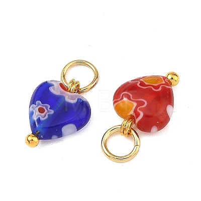 304 Stainless Steel with Handmade Millefiori Glass Lampwork Charms PALLOY-JF06021-1
