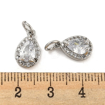 Brass Micro Pave Clear Cubic Zirconia Charms KK-G490-20P-1