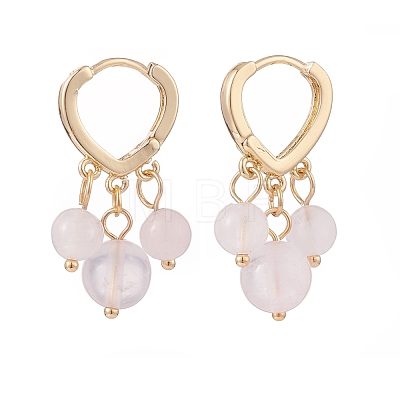 Round Natural Gemstone Dangle Hoop Earrings EJEW-JE04883-1