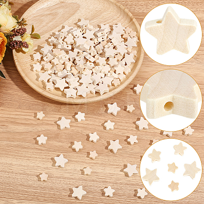 180Pcs 3 Styles Wood Beads WOOD-PA0001-64-1