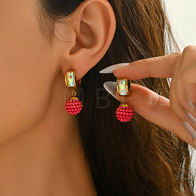 Stainless Steel Plastic Round Hoop Earrings EW3198-1-1