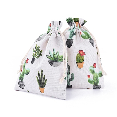 Polycotton(Polyester Cotton) Packing Pouches Drawstring Bags ABAG-T007-02L-1