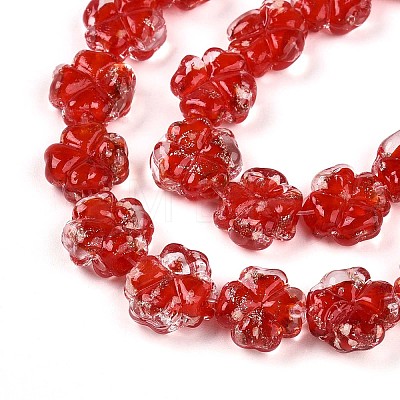 Luminous Handmade Gold Foil Glass Beads Strands FOIL-N029-01D-1