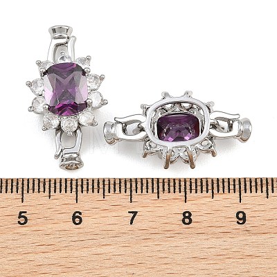 Brass Pave Cubic Zirconia Fold Over Clasps CU-CBAA6E8-09P-1