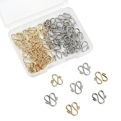 50Pcs 2 Colors 304 Stainless Steel Hook Clasps STAS-CJ0002-12-1