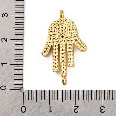 Rack Plating Brass Micro Pave Clear Cubic Zirconia Religion Hamsa Hand Connector Charms KK-Z070-11G-1