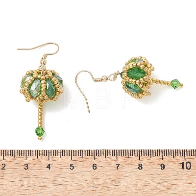 Transparent Electroplate Glass & Seed Glass Beads Dangle Earrings EJEW-MZ00714-04-1