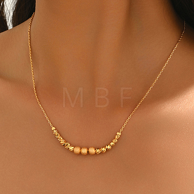 Brass Matte Round Graduated Beaded Necklaces for Women WB0357-1