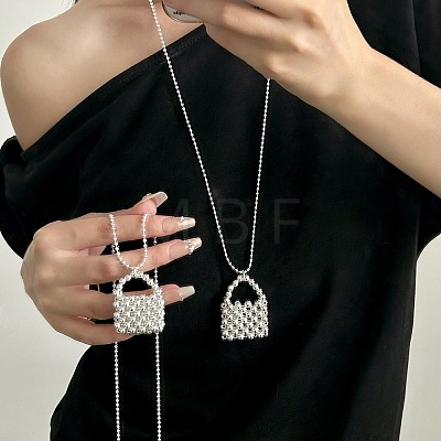 Alloy Round Beaded Handbag Pendant Necklaces for Women WGA77D5-01-1