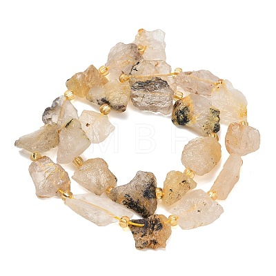 Raw Rough Natural Gold Rutilated Quartz Beads Strands G-A322-B08-01-1