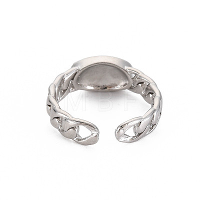 Enamel Oval Open Cuff Ring RJEW-S038-216-1