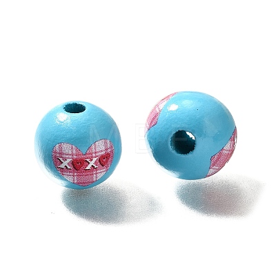 Valentine's Day Element Printed Wood Beads WOOD-R002-01-05-1