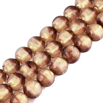 Handmade Lampwork with Gold Powder Beads Strands LAMP-N037-06A-05-1