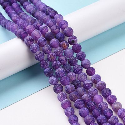 Natural Crackle Agate Beads Strands G-G055-8mm-8-1