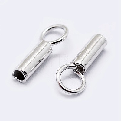 Anti-Tarnish Rhodium Plated 925 Sterling Silver Cord Ends STER-F036-21P-1mm-1