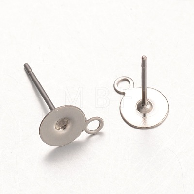 316 Surgical Stainless Steel Stud Earring Settings STAS-K098-07-6mm-P-1