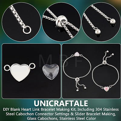 Unicraftale DIY Blank Heart Link Bracelet Making Kit DIY-UN0005-29-1
