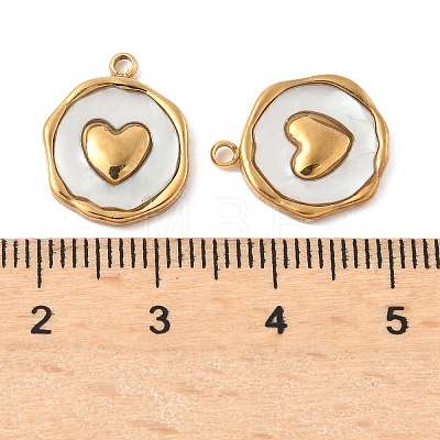 304 Stainless Steel Pave Natural Shell Pendants X-STAS-F319-02B-G02-1