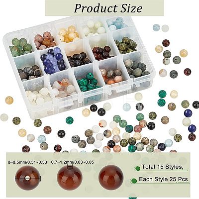  375Pcs 15 Styles Natural & Synthetic Gemstone Beads G-NB0003-87-1