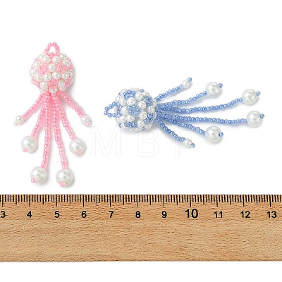 Glass Seed Beads & Glass Pearl Pendants PALLOY-MZ01336-1