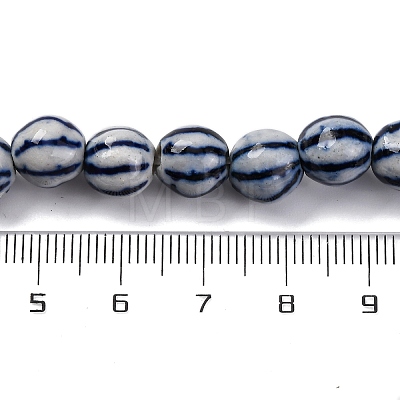 Handmade Blue and White Porcelain Beads Strands PORC-I027-02D-1