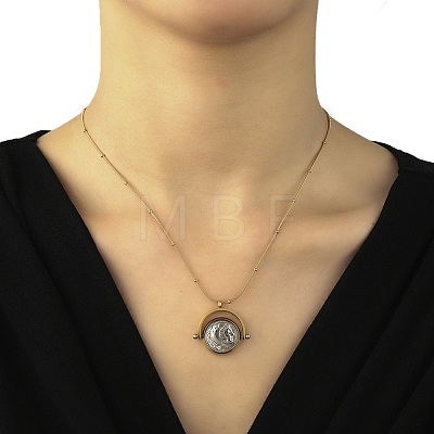 Ion Plating(IP) 304 Stainless Steel Rotatable Alexander Pendants Necklaces NJEW-K259-07G-1