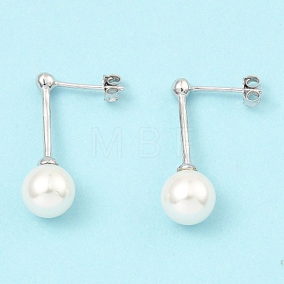 Shell Pearl Round Dangle Earrings EJEW-Z024-12A-P-1